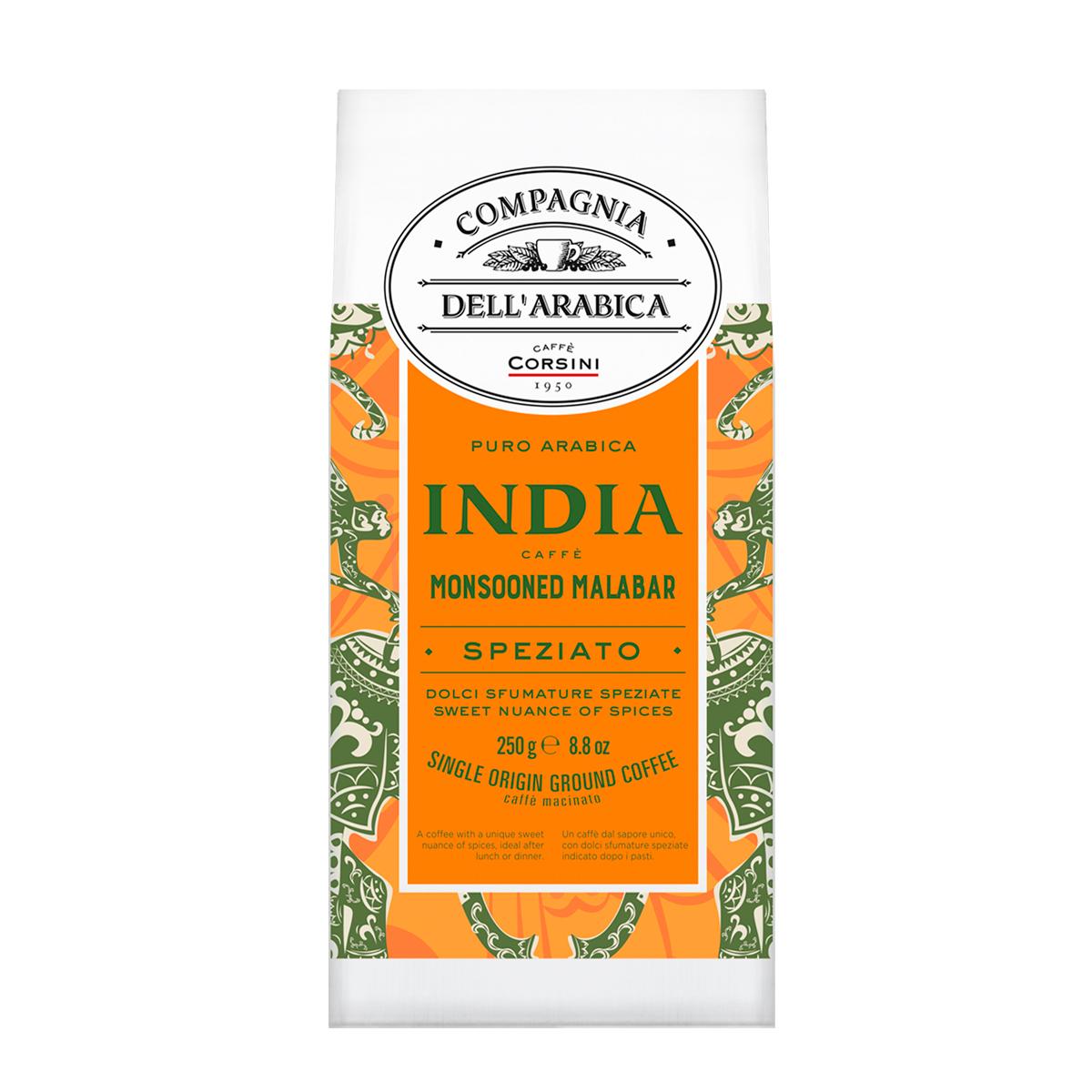 Кофе молотый Puro Arabica India Monsooned Malabar, Compagnia Dell'Arabica, 250 г