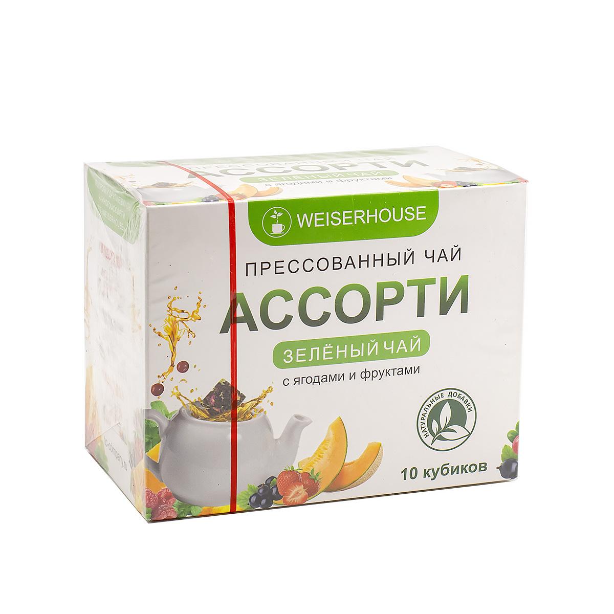 Чай зелёный прессованный Ассорти, кубики 5-7 г, 1*10 шт