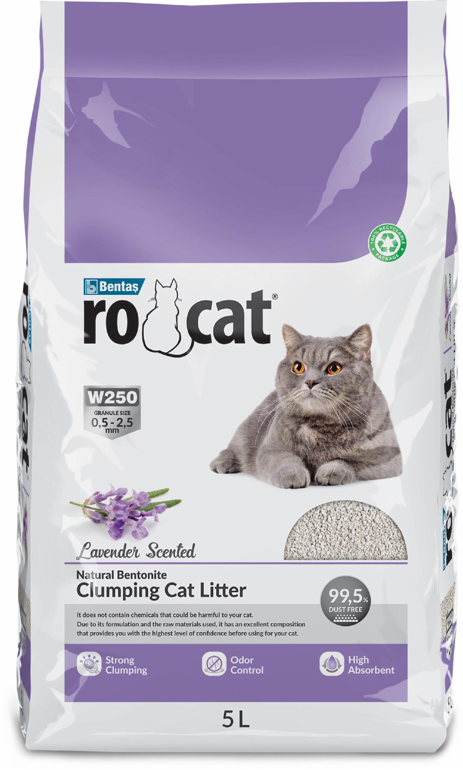 Ro Cat | комкующийся наполнитель без пыли с ароматом лаванды, пакет (Lavender). 4.25 кг