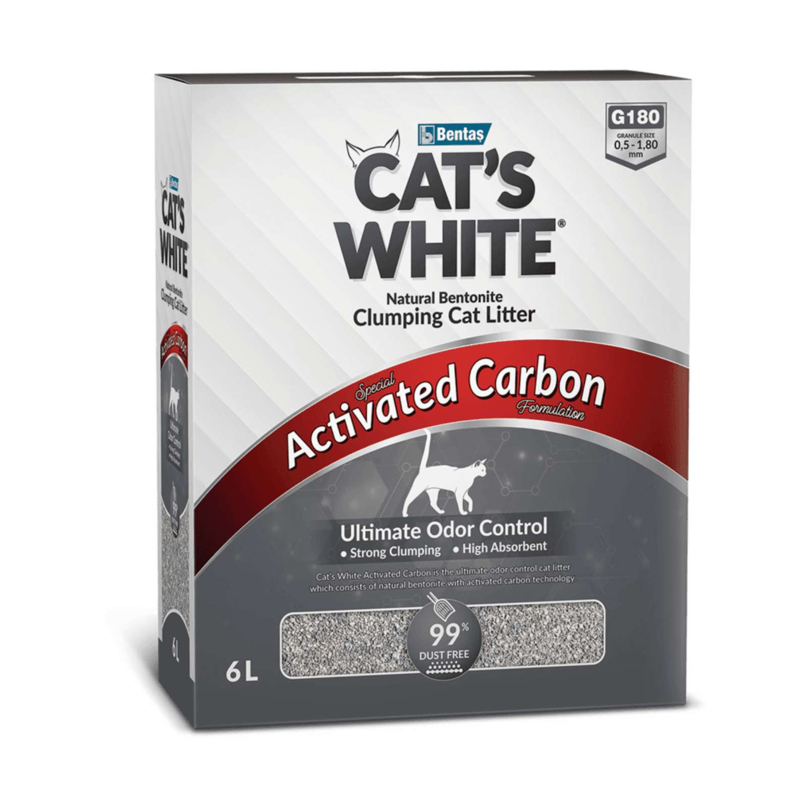 Cat's White | Наполнитель комкующийся с активированным углем для кошачьего туалета. 5.1 кг