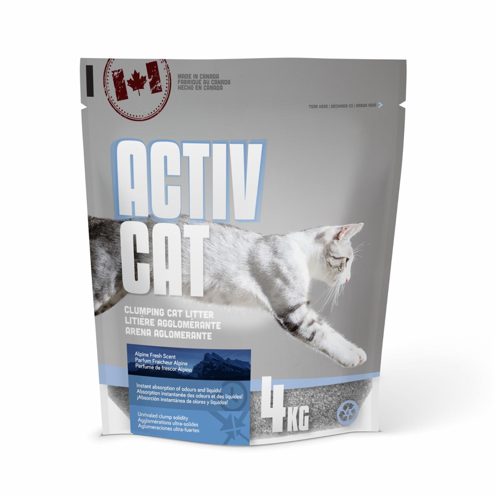 Комкующийся наполнитель ActivCat, аромат альпийской свежести. 4 кг