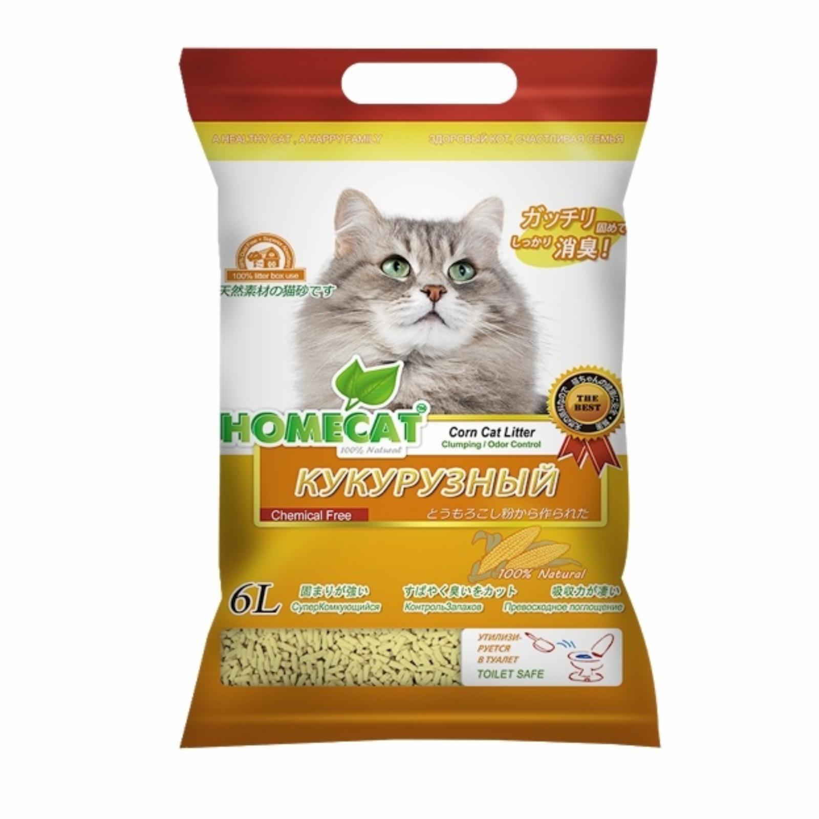 Homecat наполнитель | Кукурузный комкующийся наполнитель "Эколайн", 6 л.. 2.805 кг