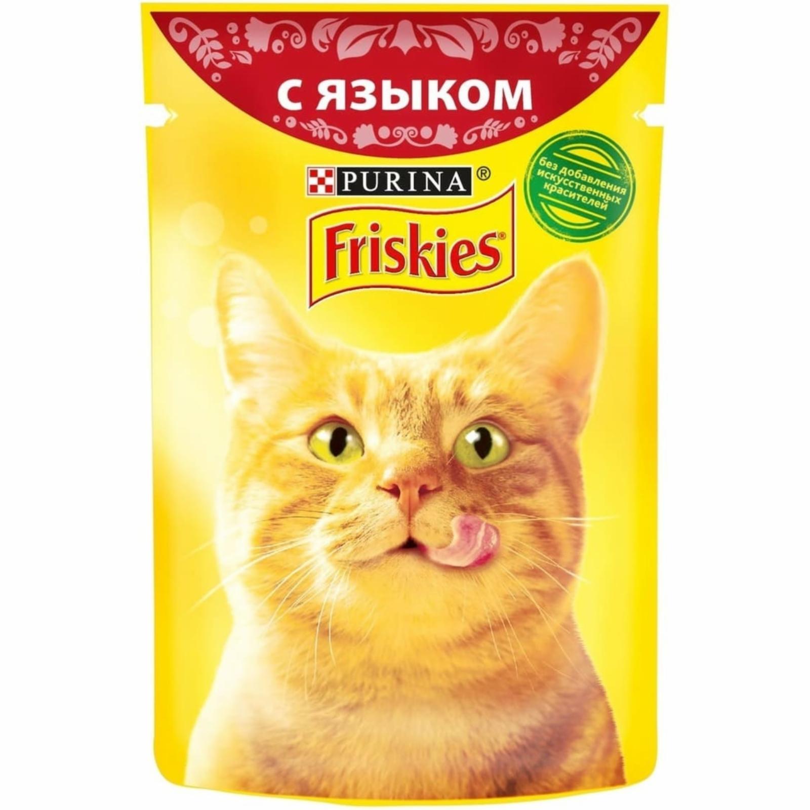 Friskies | Влажный корм для взрослых кошек, с языком в подливе. 85 г