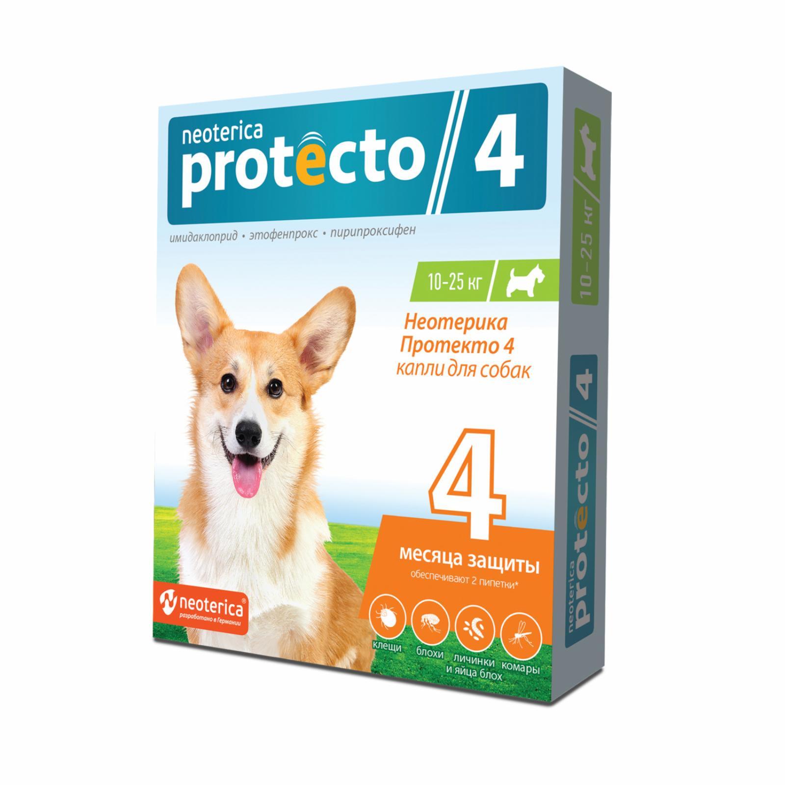 Neoterica Protecto | Капли от блох и клещей для собак 10-25 кг, 2 шт. 59 г