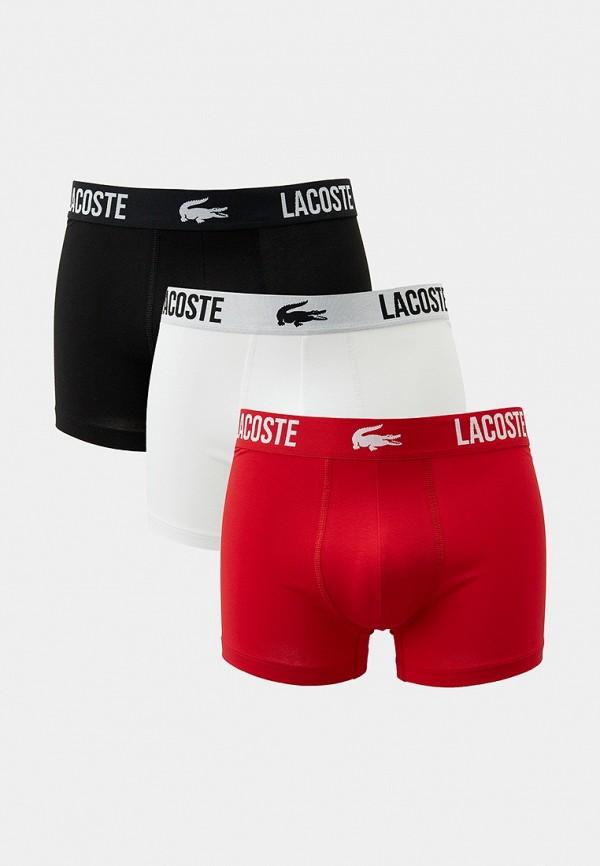 Трусы 3 шт. Lacoste - цвет: белый, красный, черный, коллекция: мульти.