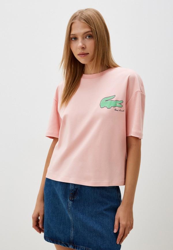 Футболка Lacoste - цвет: розовый, коллекция: мульти.