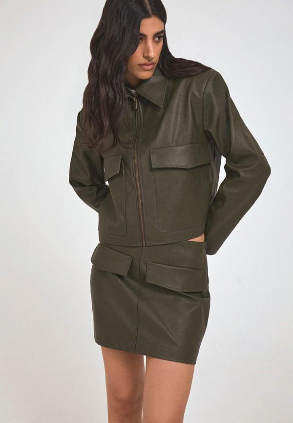 Mollis | Куртка кожаная Mollis - цвет: хаки, коллекция: демисезон.