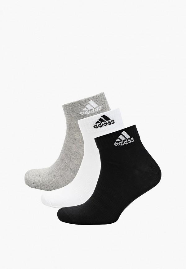 Носки 3 пары adidas - цвет: белый, серый, черный, коллекция: мульти.