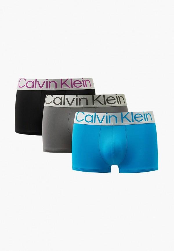 Трусы 3 шт. Calvin Klein Underwear - цвет: голубой, серый, черный, коллекция: мульти.