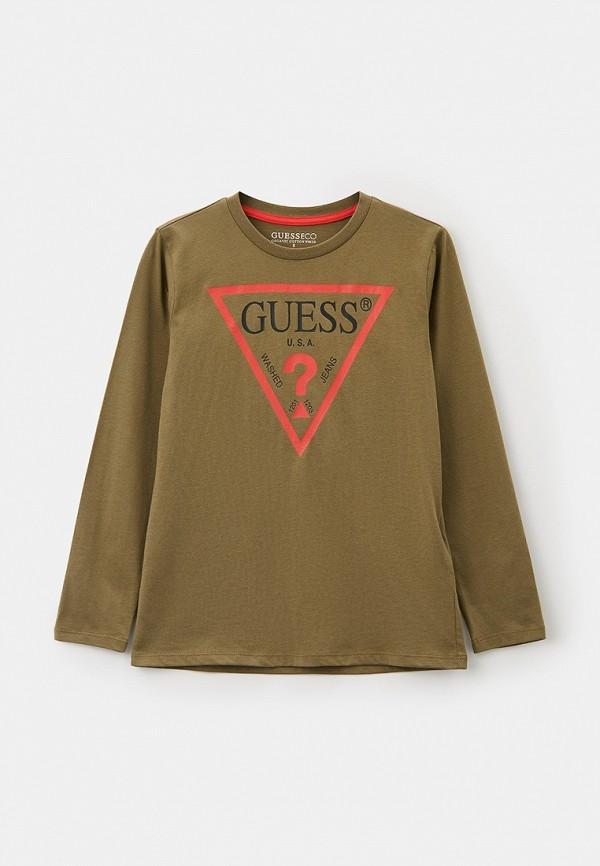 Лонгслив Guess - цвет: хаки, коллекция: мульти.