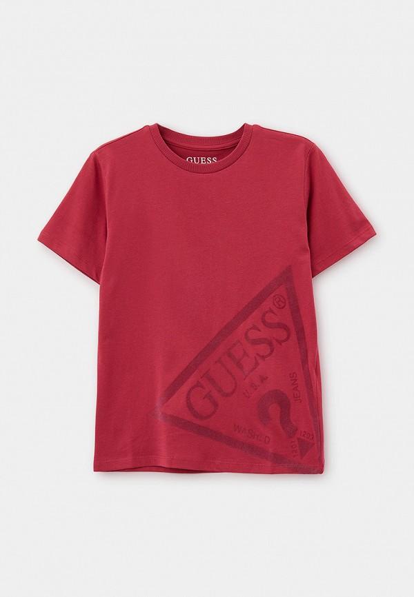 Футболка Guess - цвет: бордовый, коллекция: мульти.