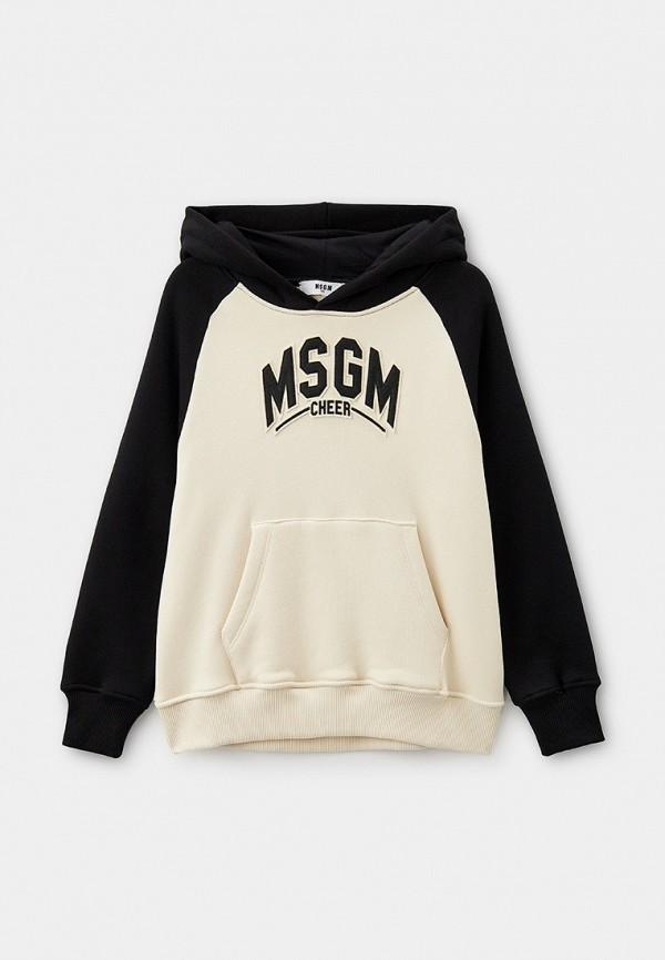 Худи MSGM Kids - цвет: бежевый, коллекция: мульти.