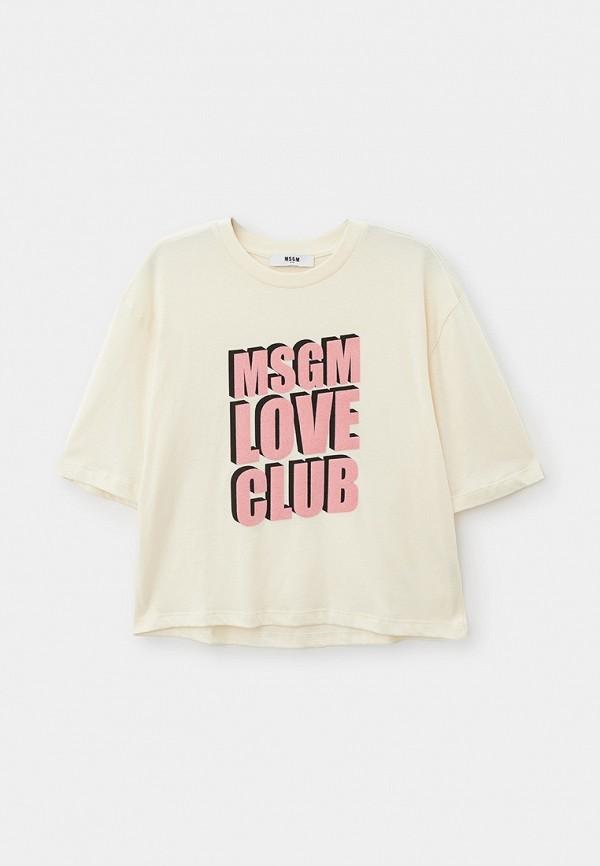 Футболка MSGM Kids - цвет: бежевый, коллекция: мульти.