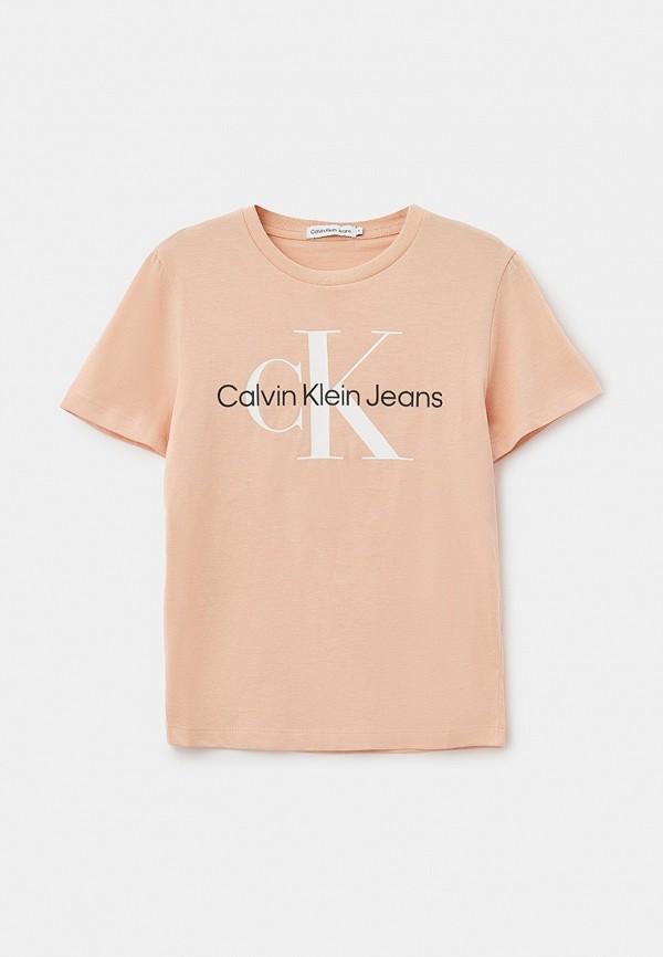 Футболка Calvin Klein Jeans - цвет: бежевый, коллекция: мульти.