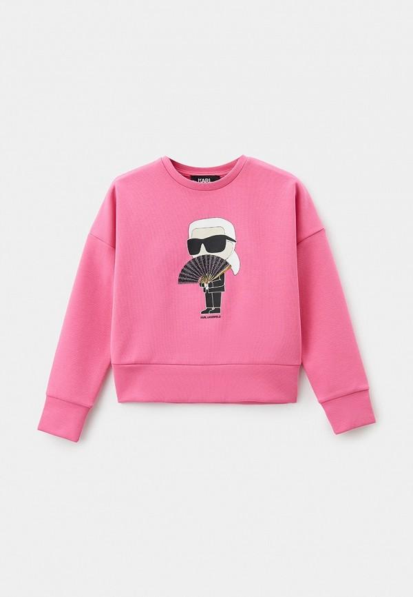 Свитшот Karl Lagerfeld Kids - цвет: розовый, коллекция: мульти.