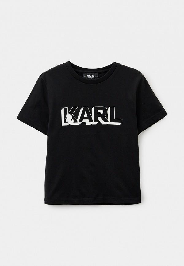 Футболка Karl Lagerfeld Kids - цвет: черный, коллекция: мульти.