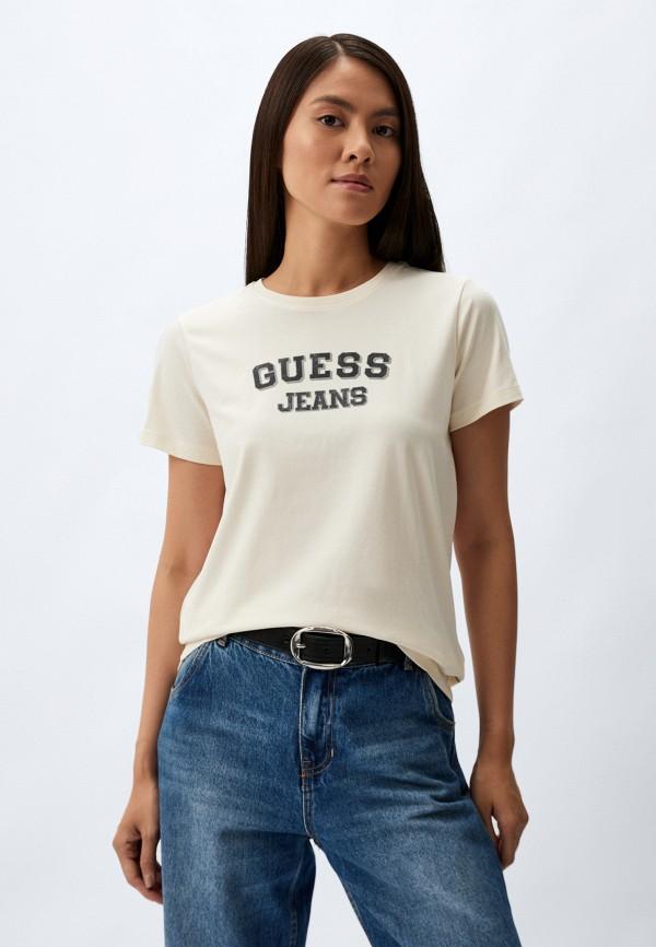 Футболка Guess Jeans - цвет: бежевый, коллекция: мульти.