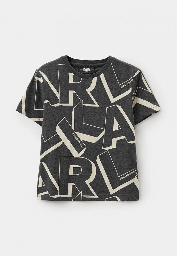 Футболка Karl Lagerfeld Kids - цвет: серый, коллекция: мульти.