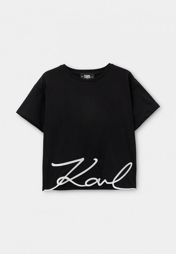 Футболка Karl Lagerfeld Kids - цвет: черный, коллекция: мульти.