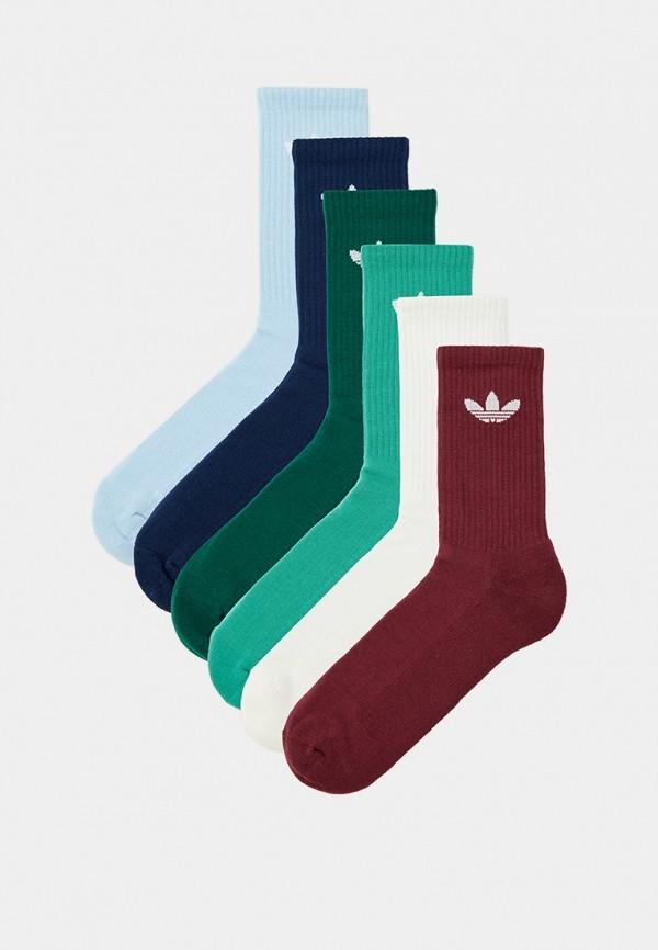 Носки 6 пар adidas Originals - цвет: белый, бордовый, голубой, зеленый, синий, коллекция: мульти.