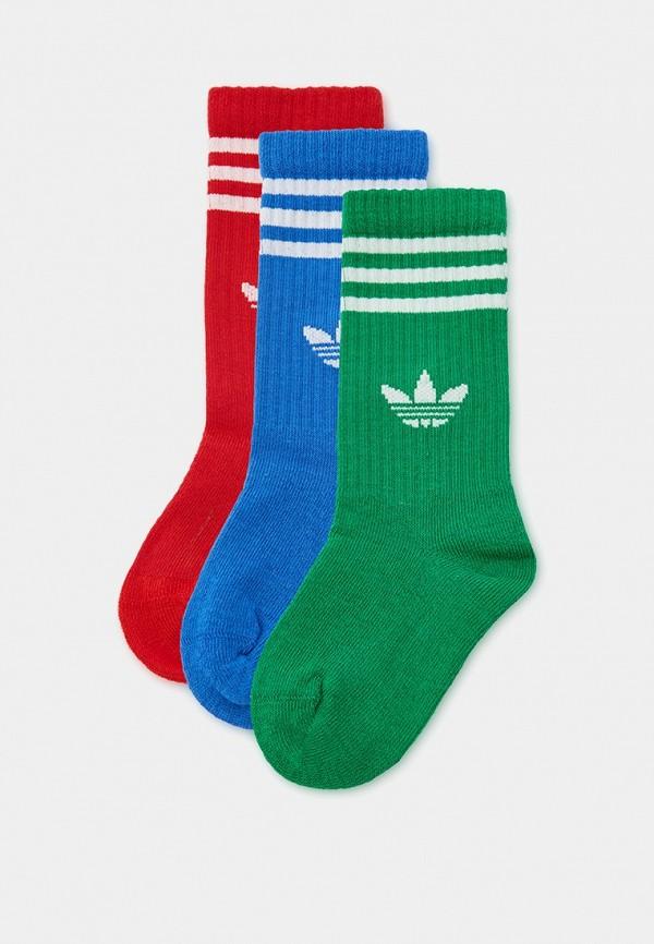 Носки 3 пары adidas Originals - цвет: зеленый, красный, синий, коллекция: мульти.