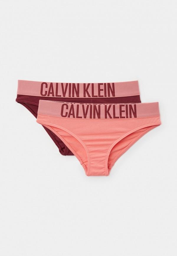 Трусы 2 шт. Calvin Klein - цвет: бордовый, розовый, коллекция: мульти.