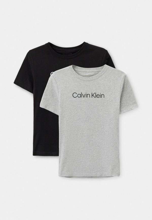 Футболки 2 шт. Calvin Klein Jeans - цвет: серый, черный, коллекция: мульти.