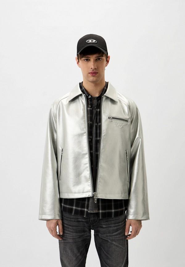 Diesel | Куртка кожаная Diesel - цвет: серебряный, коллекция: демисезон.