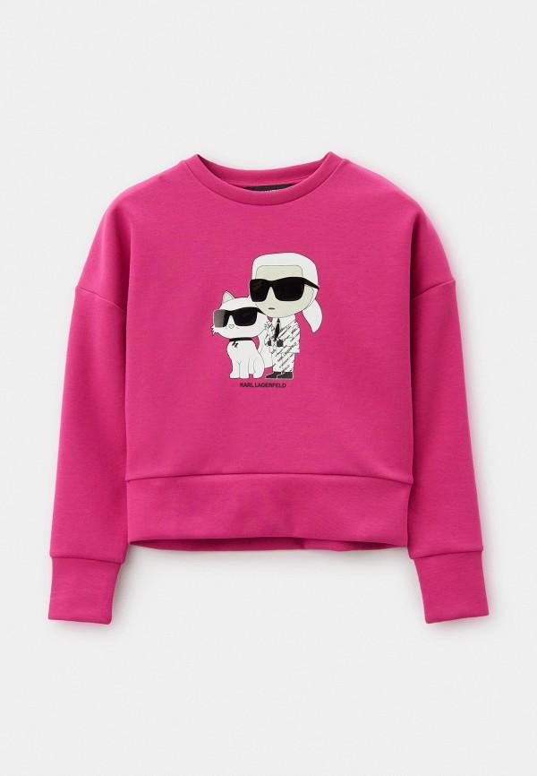 Свитшот Karl Lagerfeld Kids - цвет: фуксия, коллекция: мульти.