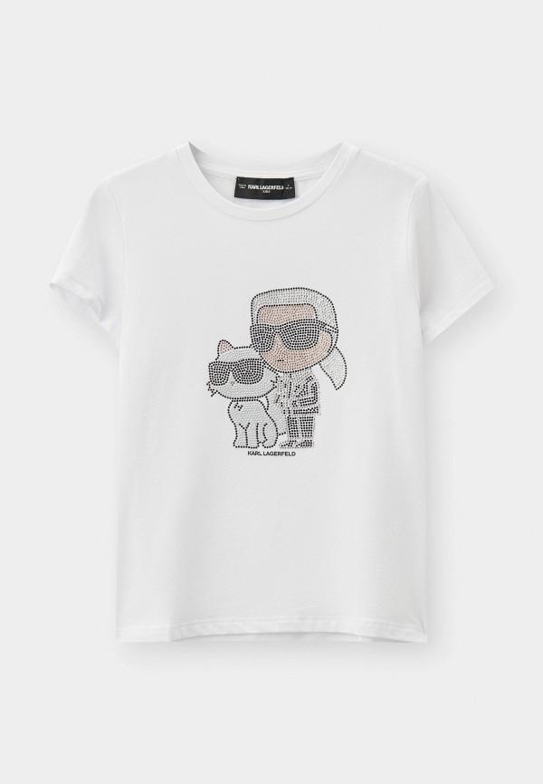 Футболка Karl Lagerfeld Kids - цвет: белый, коллекция: мульти.