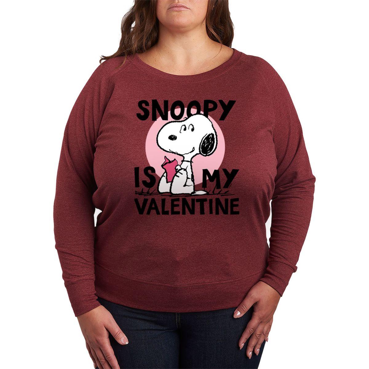 Футболка Plus Size Peanuts с принтом 'Snoopy Is My Valentine' и длинными рукавами