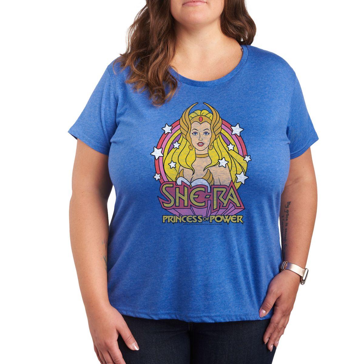 Женская футболка Plus Size She-Ra с графическим принтом звезд и короткими рукавами, 100% хлопок