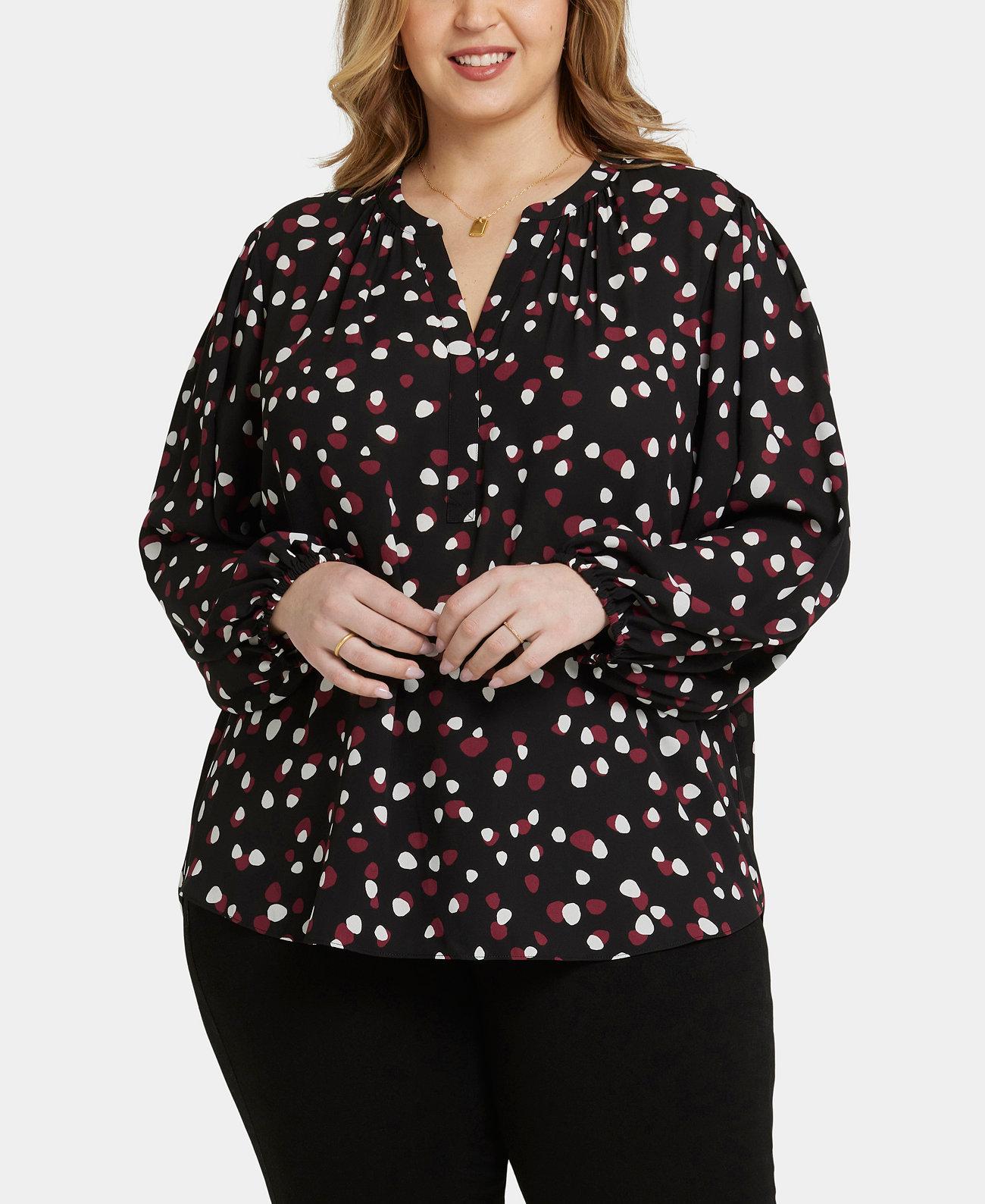 Блузка NYDJ Plus Size Puff Long Sleeve Popover