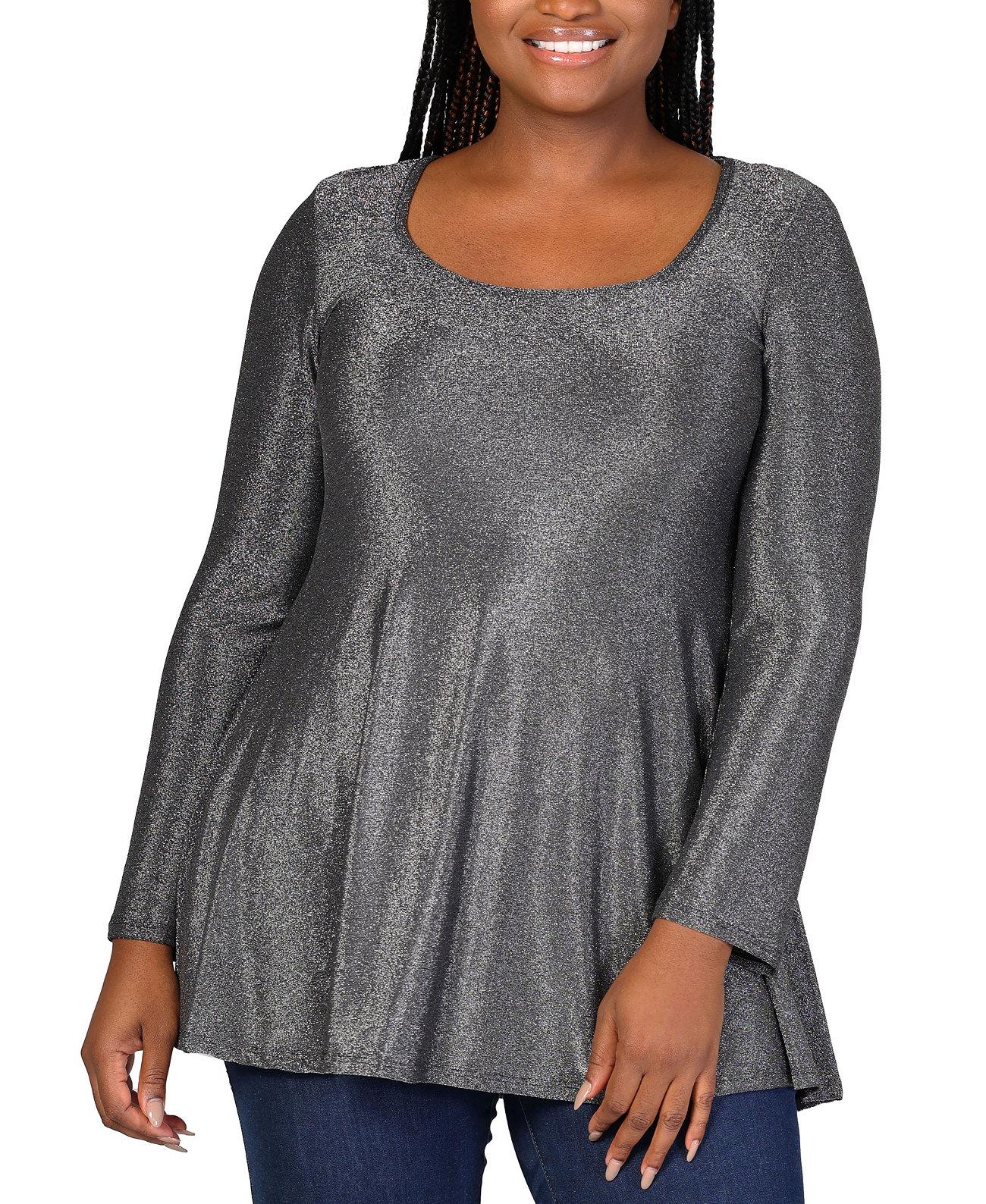 Женская Блузка 24Seven Comfort Plus Size Scoop Neck Shimmery