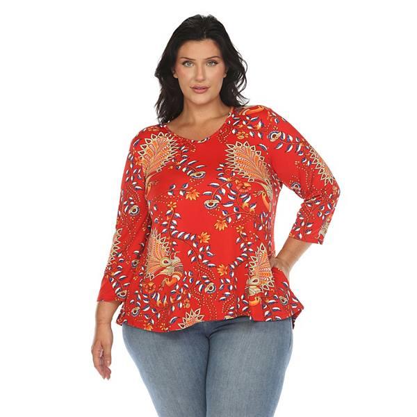 Женская Блузка WM Fashion Plus Size Vibrant Boho Swing Top