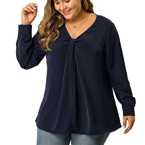 Женская Футболка Agnes Orinda Plus Size V Neck Twist