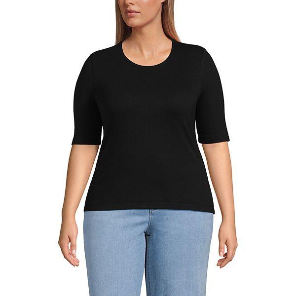 Женская Футболка Lands' End Elbow Sleeve Drapey Ribbed