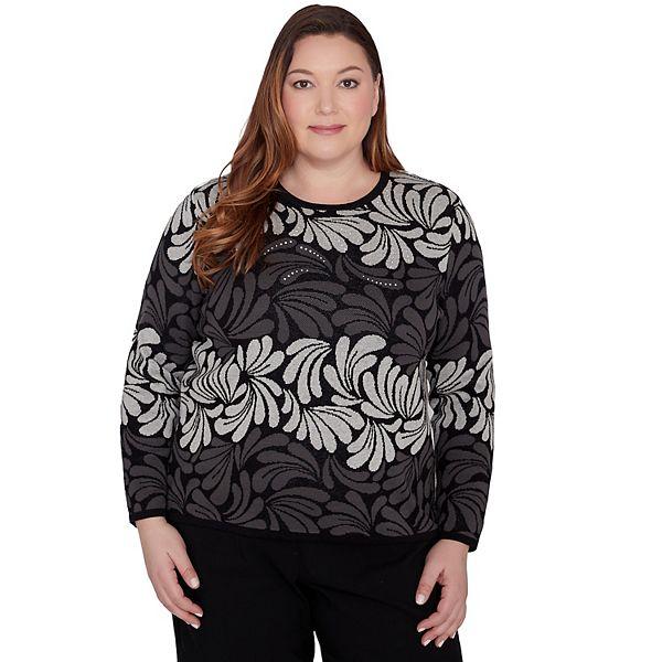 Футболка Plus Size Alfred Dunner с геометрическим омбре и круглым вырезом, длинный рукав