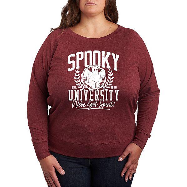 Худи свободного кроя Plus Size Spooky University с длинными рукавами и глубоким вырезом