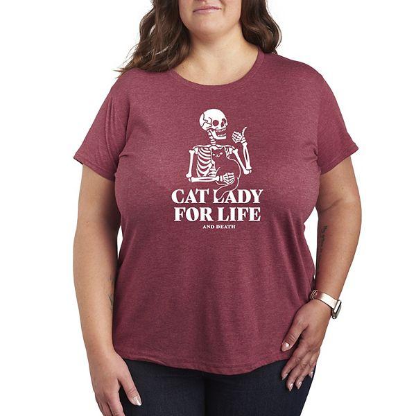 Футболка с графикойSkeleton для пышных дам Cat Lady For Life с коротким рукавом