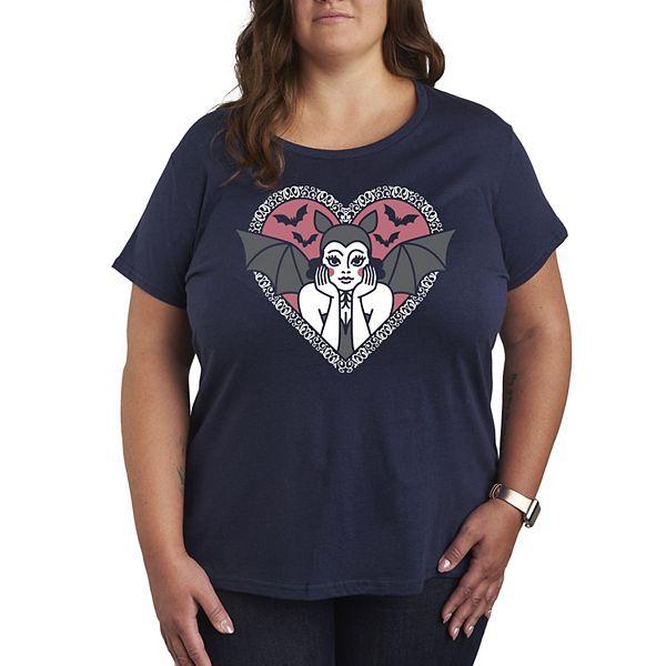 Женская Футболка Unbranded Plus Size Bat Pinup Graphic Tee