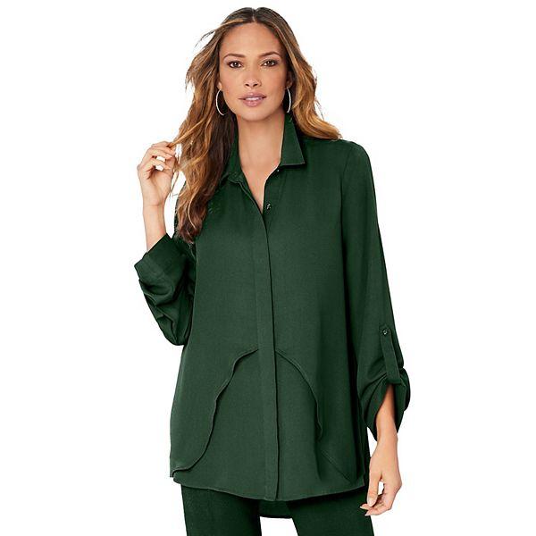 Женская Футболка Roaman's Plus Size Georgette Overlay Big Shirt