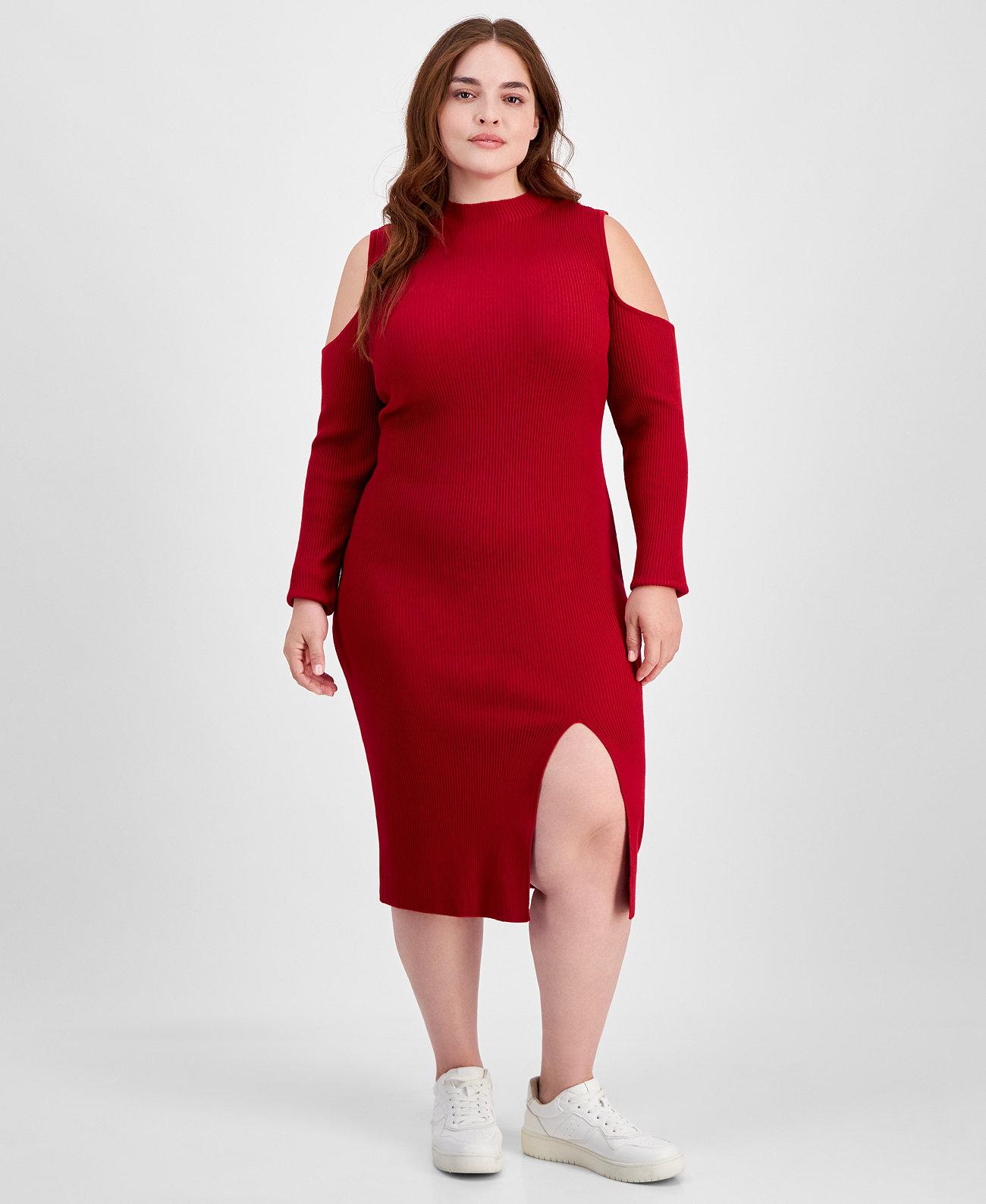 Trendy Plus Size Cold-Shoulder Midi Dress