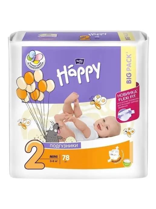 bella baby HAPPY | Подгузники детские Mini, 78 шт. уп, вес 3-6 кг