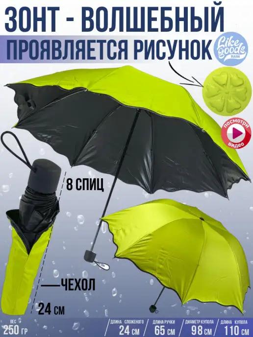 Зонт, Мини, складной, Карманный, с рисунком, 98 см