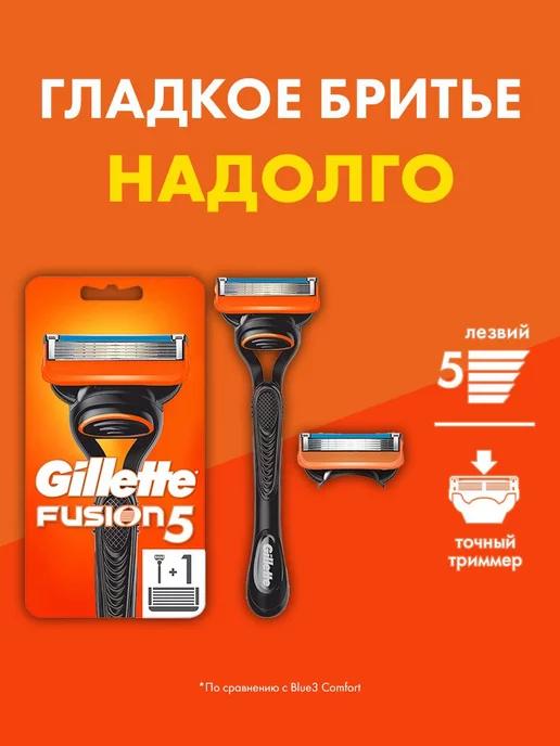 GILLETTE | Бритва мужская станок для бритья 2 кассеты 5 лезвий Fusion 5