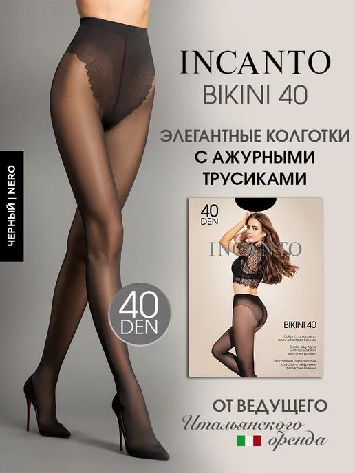 Колготки капроновые с ажурными трусиками Bikini 40 ден