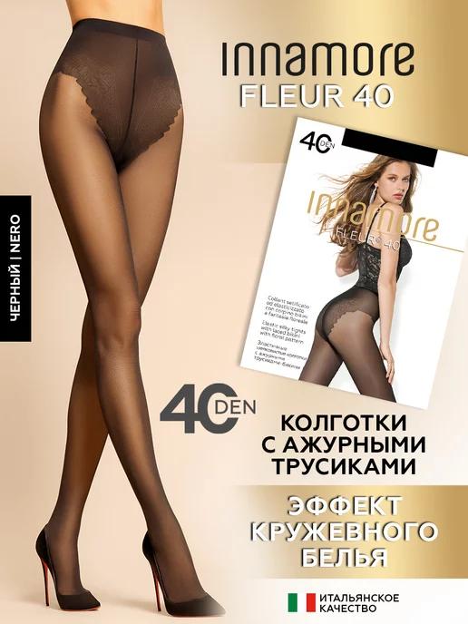 Колготки капроновые с ажурными трусиками Fleur 40 ден