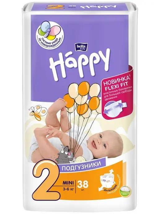 bella baby HAPPY | Подгузники детские Mini, размер 2 (вес 3-6 кг), 38 шт