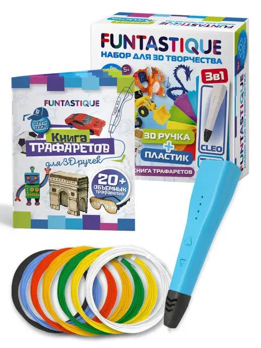 Funtastique | Набор 3D-ручка CLEO +PLA-пластик 7 цв. +книга